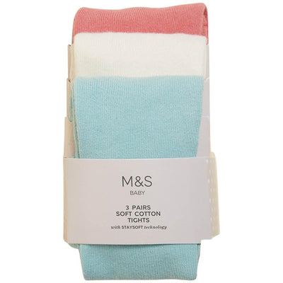 M&S M&S Floral Tights Pink Mix Infant Tights 3 Pack 6-12 Months- Buy online at McGrocer