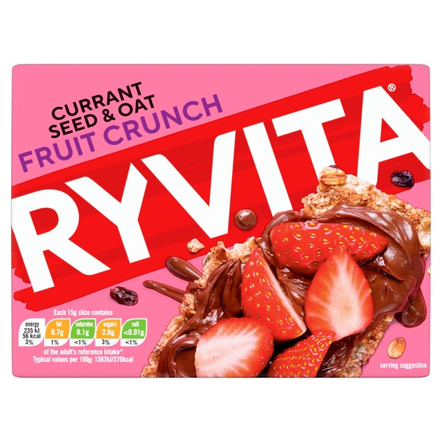Ryvita Fruit Crunch Currant Seed & Oat Crispbread 200g, imported from the UK