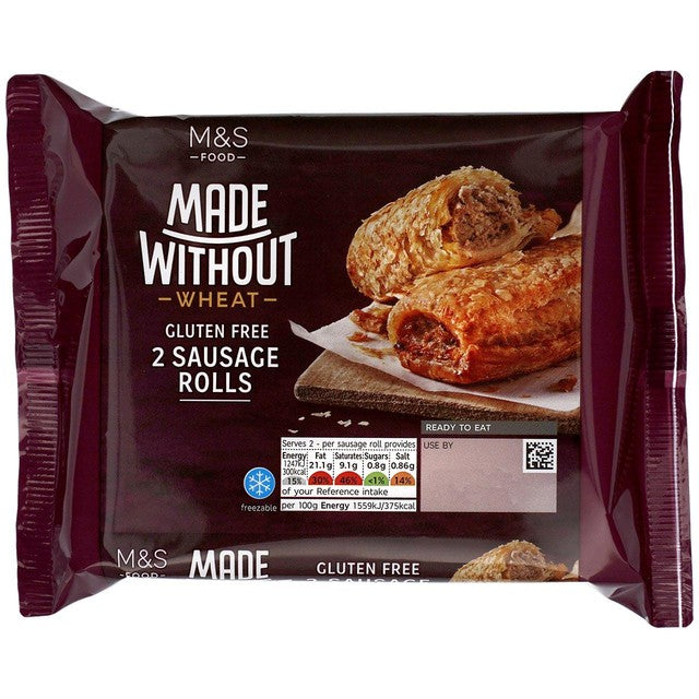 M&S Made Without sausage rolls 2 per pack, imported from the UK
