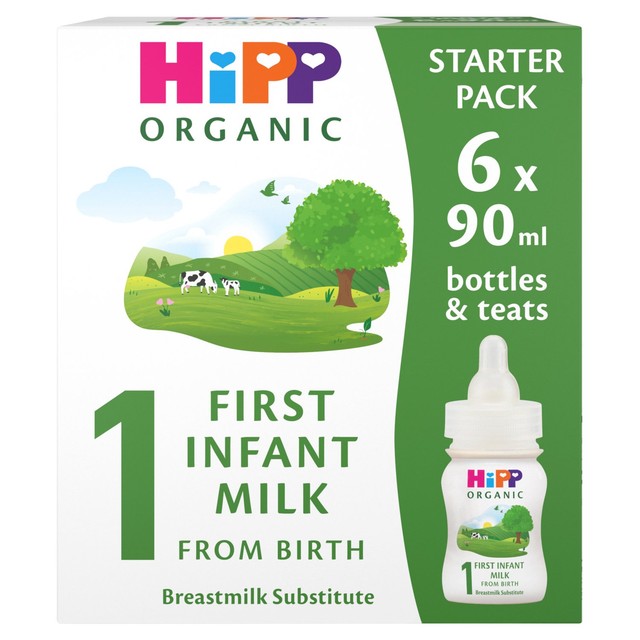 HiPP Organic 1 First Infant Baby Milk Formula 6x90ml, UK version