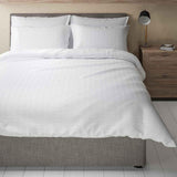 M&S striped seersucker bedding set single white - British product