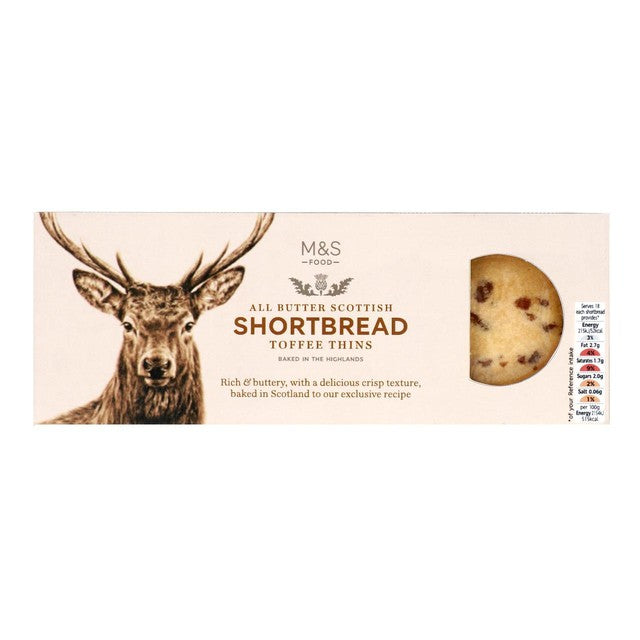 M&S toffee shortbread thins 180g, imported from the UK