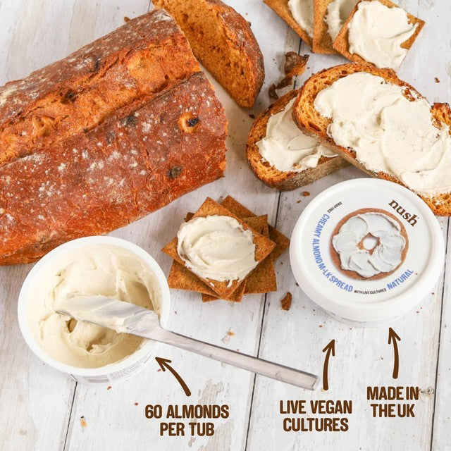 Nush almond cream cheese style spread 150g, imported from the UK