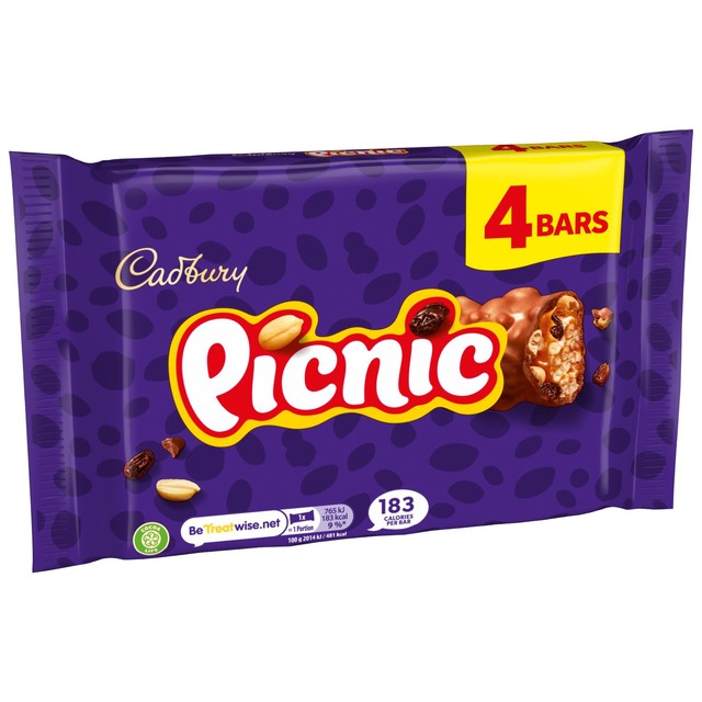 Cadbury Picnic chocolate bar 4 x 38g - British product