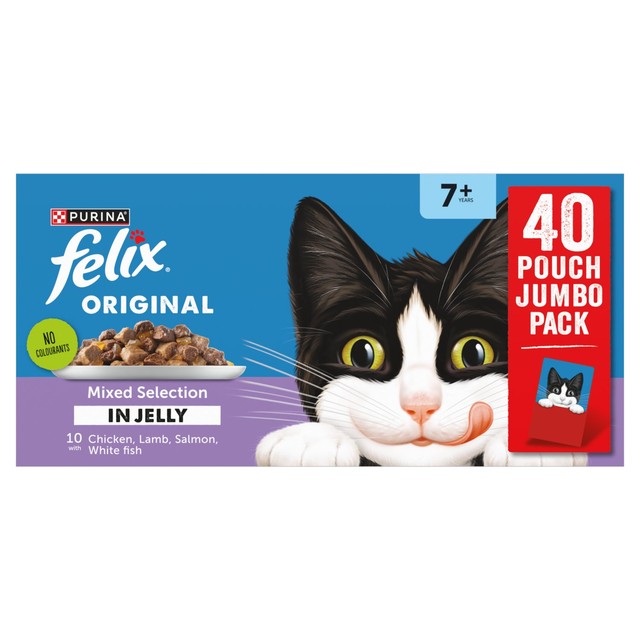 Felix senior cat food mixed selection in jelly 40x85g pouches - British product
