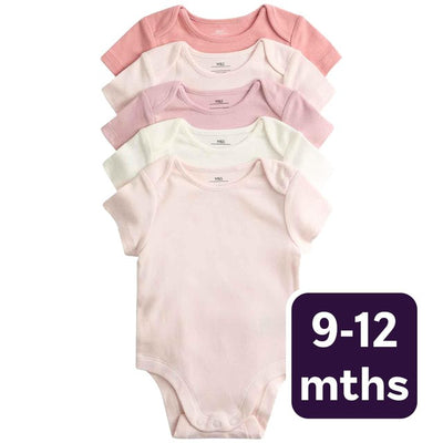 M&S schlichter Schlafanzug, pink, Baby Body, 9-12 Monate