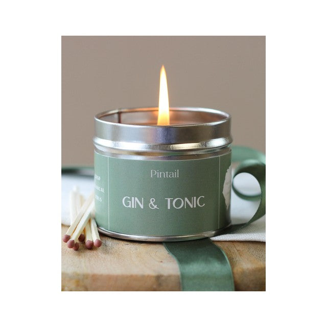 Pintail Gin & Tonic scented tin candle 225g, imported from the UK