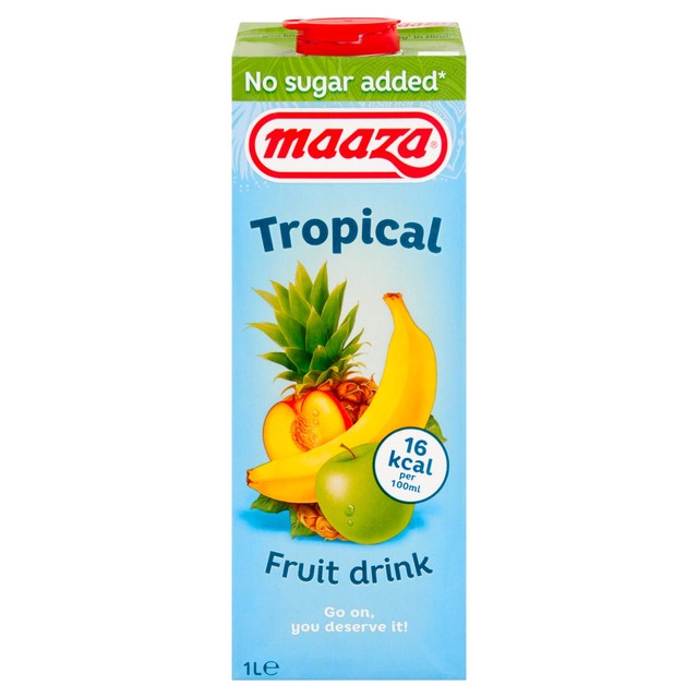 Maaza Tropical no added sugar fruit drink 1ltr, imported from the UK