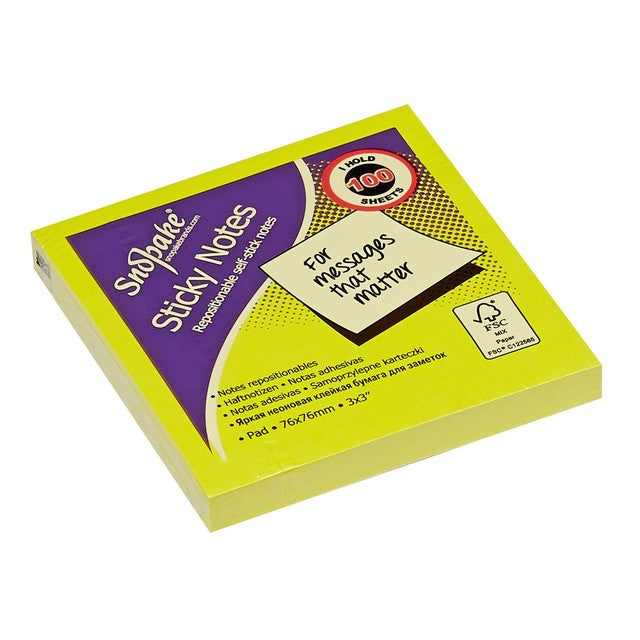 Snopake Neon Sticky Notes 3x3 600 sheets (British brand)