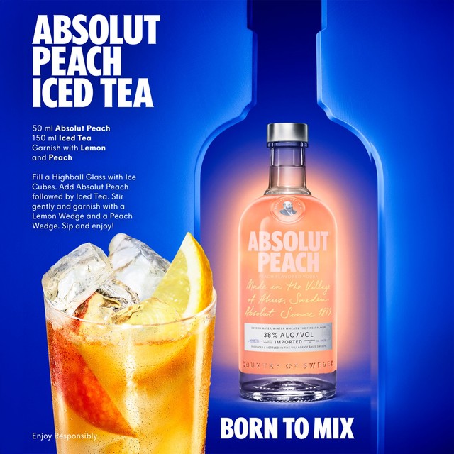 Absolut peach flavoured vodka - British product