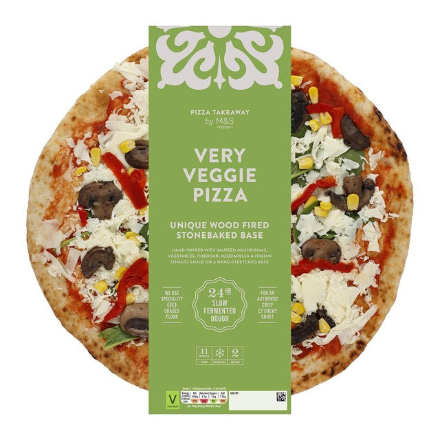 M&S Very Veggie Woodfired & Stonebaked Pizza 477g, imported from the UK