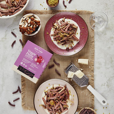 Dalla Costa Veggie-Nudeln mit Roter Bete, Schwarzer Karotte und Zwiebel Vollkornnudeln 250g