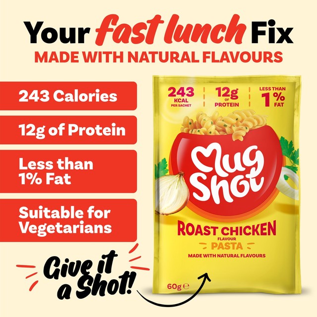 Mug Shot roast chicken instant pasta 55g, imported from the UK