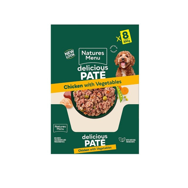 Natures Menu chicken and vegetable dog food pouches 8x300g, imported from the UK