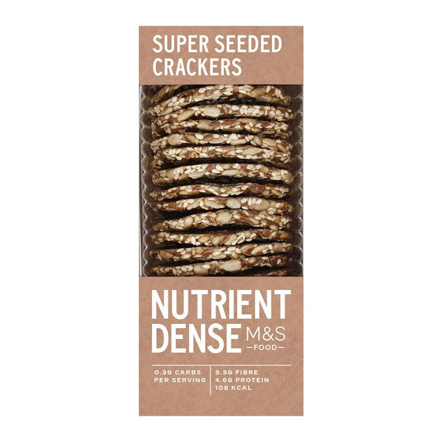 M&S super seeded crackers nutrient dense 108 kcal per serving - British product