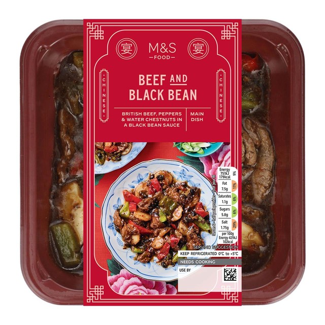 M&S beef & black bean sauce meal 350g, imported from the UK