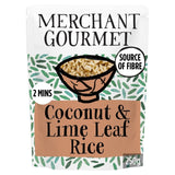 Merchant Gourmet Coconut Lime microwave rice 250g, imported from the UK