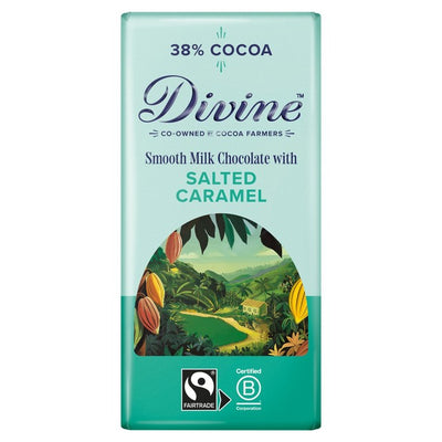 Divine 38% Milk Chocolate with Salted Caramel Chocolate Bar 90g