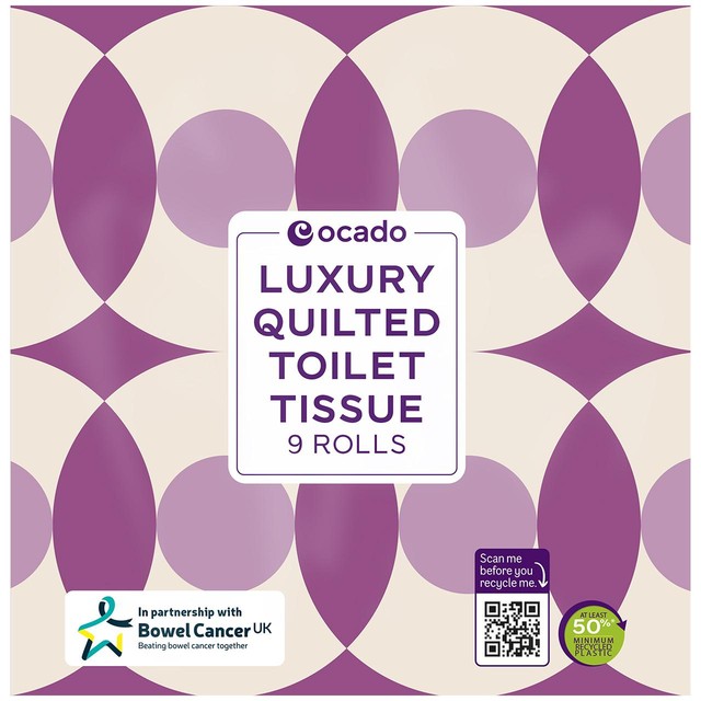 Ocado luxury quilted toilet tissue 9 rolls, imported from the UK