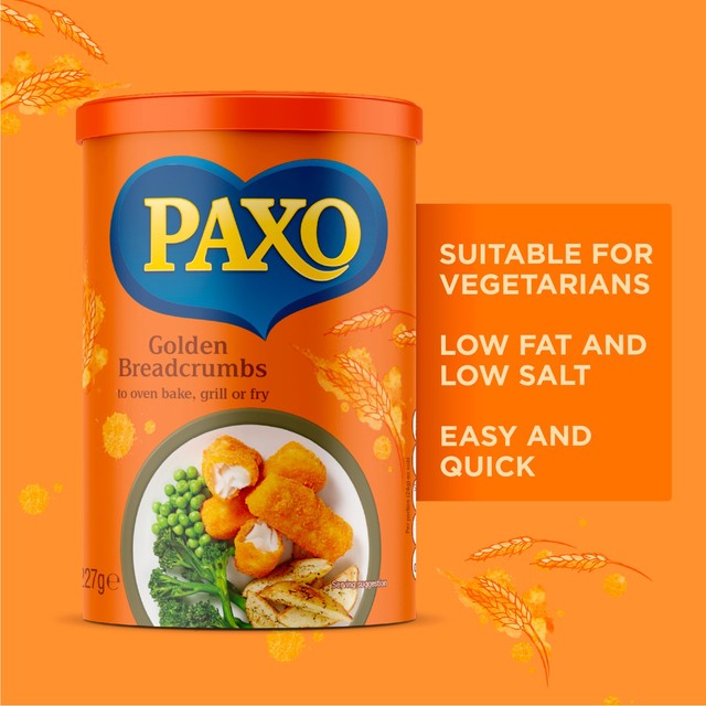 Paxo Golden Breadcrumbs 227g, imported from the UK