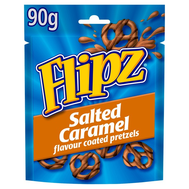 Flipz salted caramel flavour coated pretzels 90g - British product