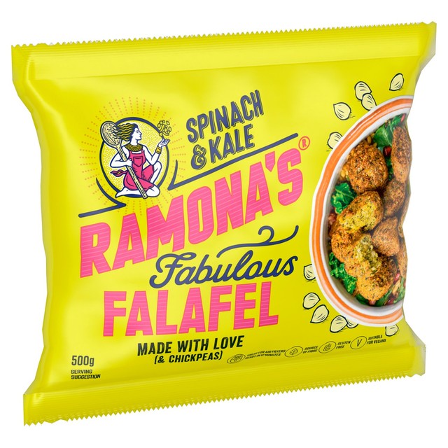 Ramona's Kitchen Spinach & Kale Falafel 500g, imported from the UK