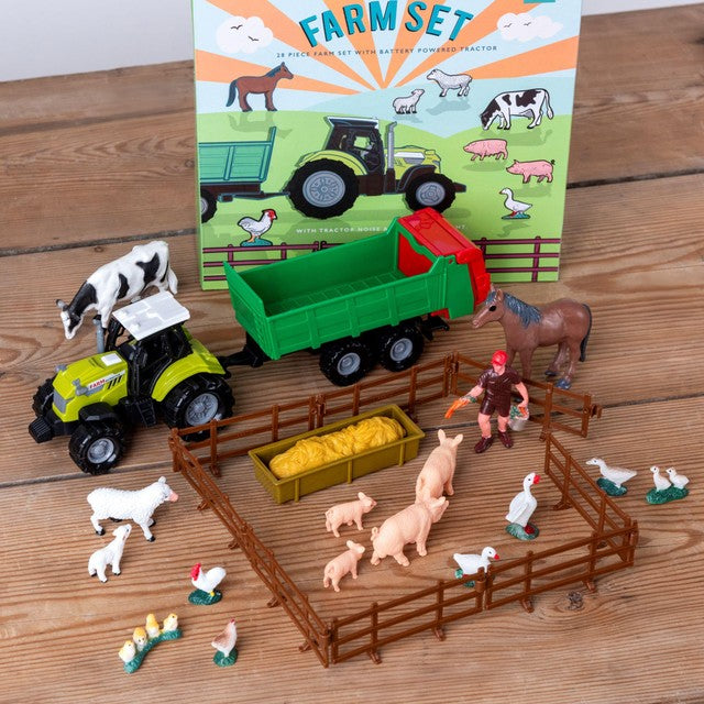 Rex London farm playset with battery tractor, imported from the UK