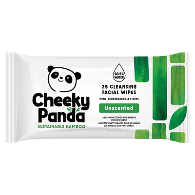 مناديل تنظيف الوجه الخيزران من Cheeky Panda غير المعطرة عبوة 25