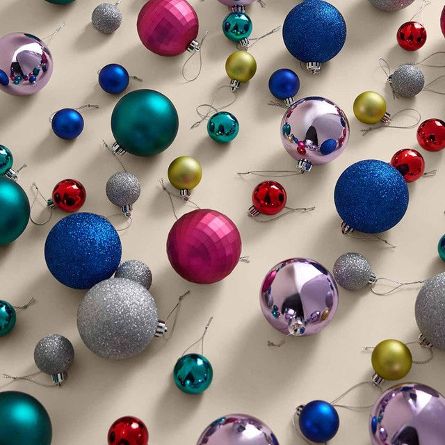 M&S shatterproof bright multicoloured baubles 80 pack, imported from the UK