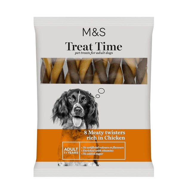 M&S Meaty Chicken Twisters dog treats 140g, imported from the UK