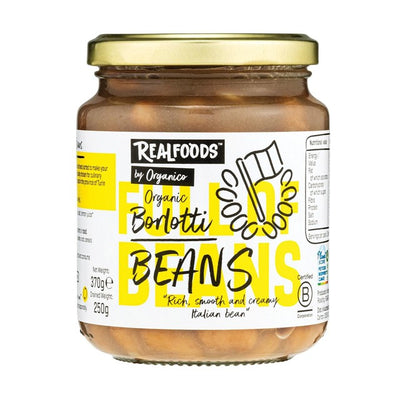 M&S Realfoods by Organico Borlotti Beans in Water Jarred Beans 370g- Buy online at McGrocer