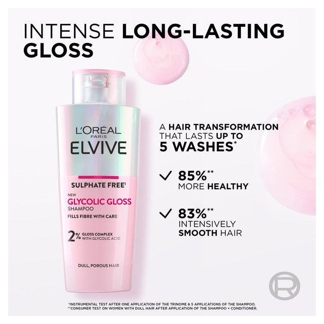 L'Oreal Elvive Glycolic Gloss Sulphate-Free Shampoo - British product