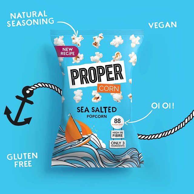 Propercorn lightly sea salted popcorn 20g, imported from the UK