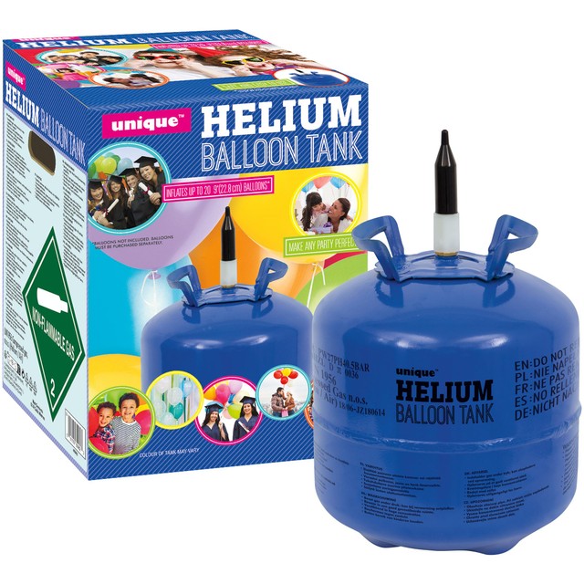 Unique Party helium cylinder for 20 9-inch balloons, UK version