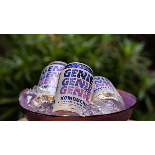 Genie Blueberry & Raspberry Kombucha 330ml, UK version