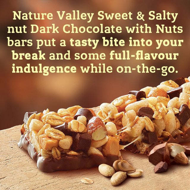 Nature Valley sweet and salty nut dark chocolate with peanuts cereal bars 4 x 30g, imported from the UK