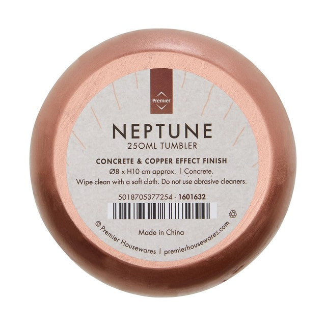 Premier Housewares Neptune Tumbler Concrete and Copper 250ml, imported from the UK