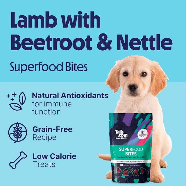 Tails Inner Vitality Superfood Bites Lamb dog treats 80g (British brand)