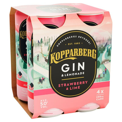 Kopparberg Gin & Lemonade Strawberry & Lime Alcoholic Mixer 4 x 250ml