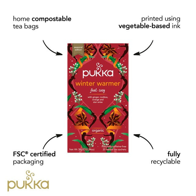 Pukka Herbs Winter Warmer herbal tea 20 teabags, imported from the UK