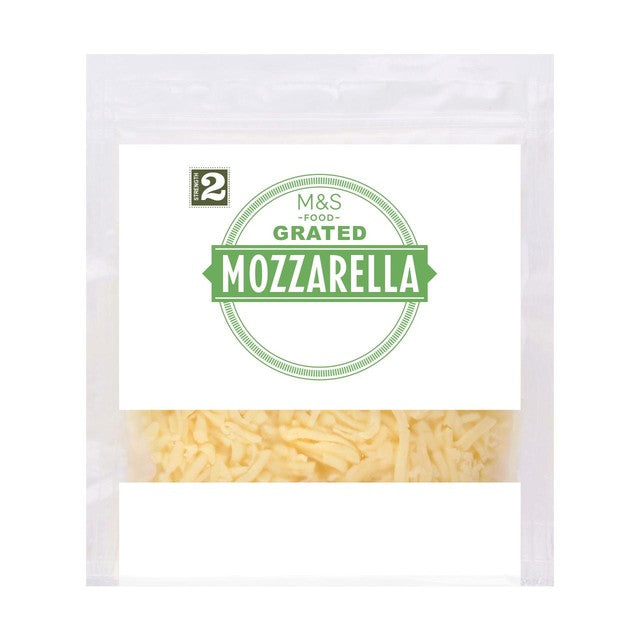 M&S grated mozzarella cheese 250g, imported from the UK