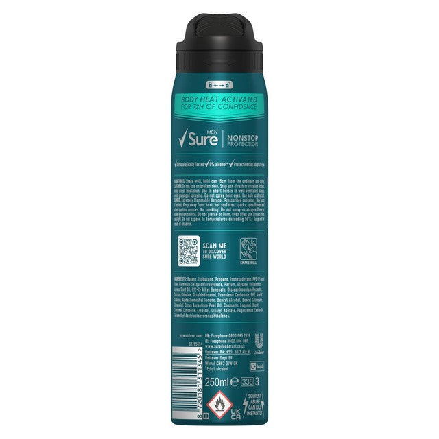 Sure men sensitive anti-perspirant deodorant spray 250ml (British brand)