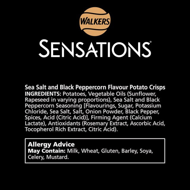 Walkers Sensations Sea Salt & Black Peppercorn sharing crisps 150g (British brand)