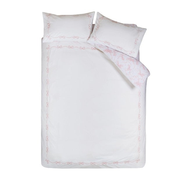 Catherine Lansfield bow embroidery duvet set king size (British brand)