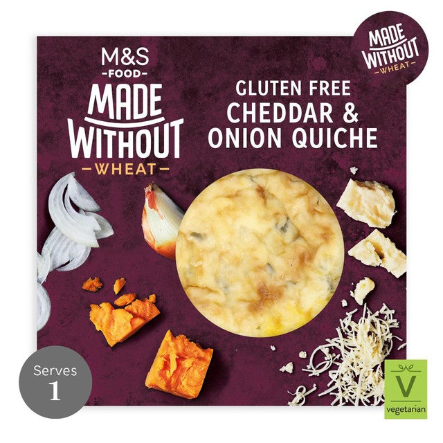 M&S mature cheddar and onion quiche 170g, imported from the UK
