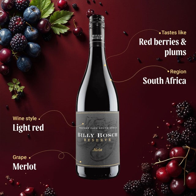 Virgin Wines Billy Bosch Reserve Merlot red wine 75cl - British product