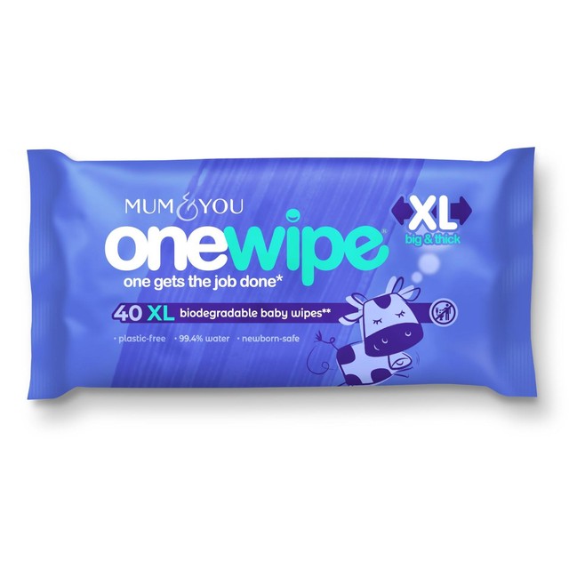 Mum & You extra large biodegradable baby wipes 40 pack, imported from the UK