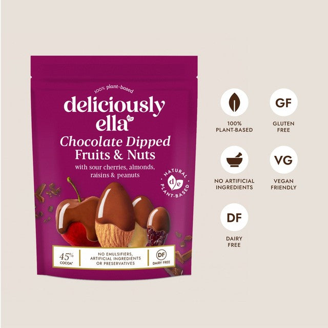 Deliciously Ella chocolate dipped fruits and nuts 90g - British product