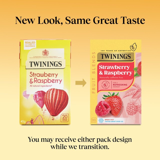 Twinings Strawberry Raspberry Tea 20 Bag Pack (British brand)