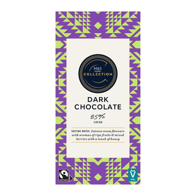 M&S 85% Peruvian dark chocolate 100g, imported from the UK